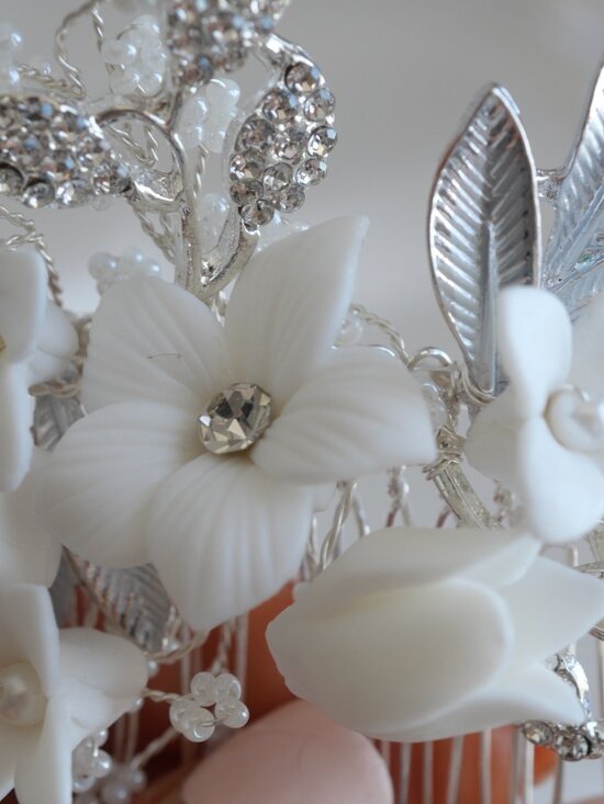 Pearl Floral Hair Comb: Ivory Flower Bridal Wedding Accessory